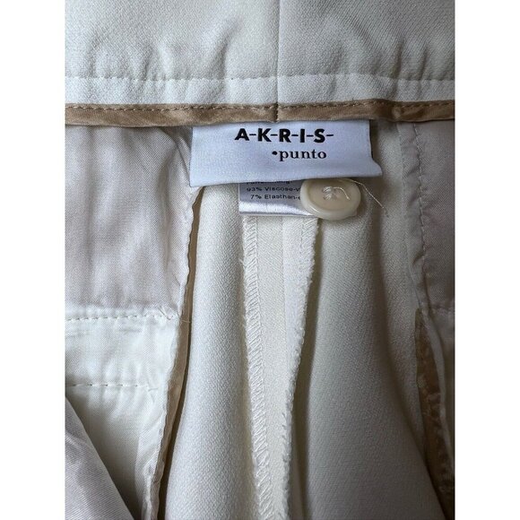 Akris Punto Womens Pants Size 8 Cream Pleated Trouser - Picture 11 of 13